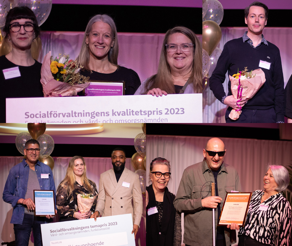 Alla glada vinnare av Huddinge kommuns priser inom socialtjänst och vård- och omsorg 2023. Fotograf - Huddinge kommun