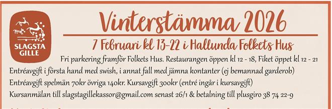 Slagsta Gilles spelmansstämma 7 februari